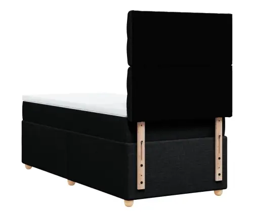 Atsperu Gultas Rāmis Ar Matraci, Melna, 90X200 Cm, Audums Vidaxl