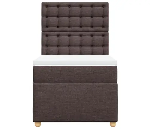 Atsperu Gultas Rāmis Ar Matraci, Tumši Brūna, 90X200 Cm, Audums Vidaxl