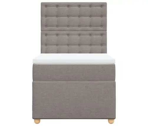 Atsperu Gultas Rāmis Ar Matraci, Pelēkbrūns, 90X200 Cm, Audums Vidaxl