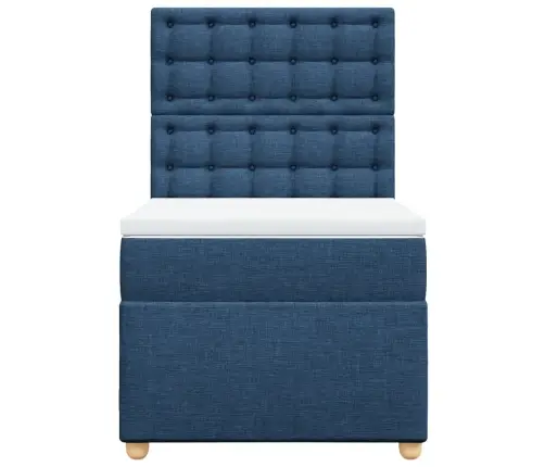 Atsperu Gultas Rāmis Ar Matraci, Zils, 90X200 Cm, Audums Vidaxl