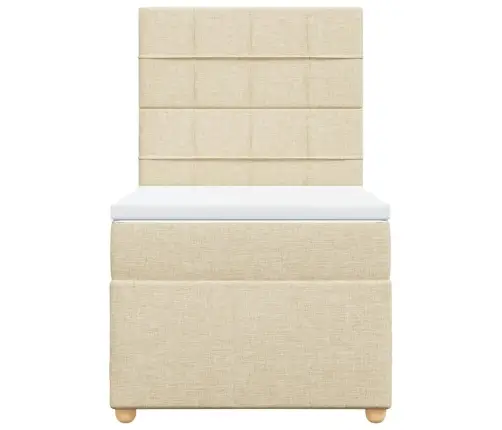 Atsperu Gultas Rāmis Ar Matraci, Krēmkrāsas, 100X200 Cm, Audums Vidaxl