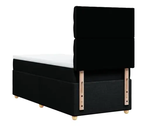 Lova Su Spyruoklėmis Ir Čiužiniu, Juoda, 100X200cm Audinys