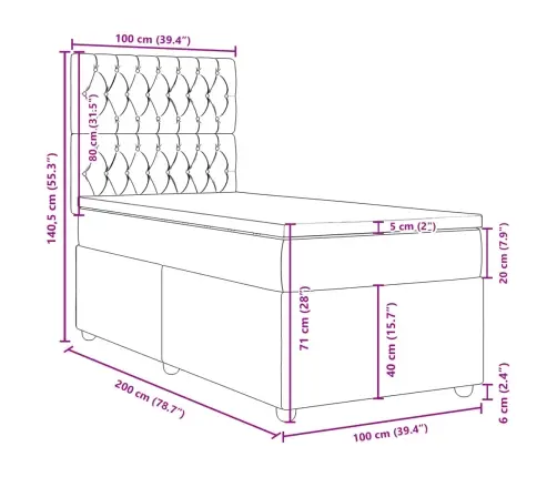 Lova Su Spyruoklėmis Ir Čiužiniu, Ruda, 100X200cm Audinys