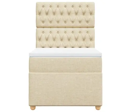 Atsperu Gultas Rāmis Ar Matraci, Krēmkrāsas, 100X200 Cm, Audums Vidaxl