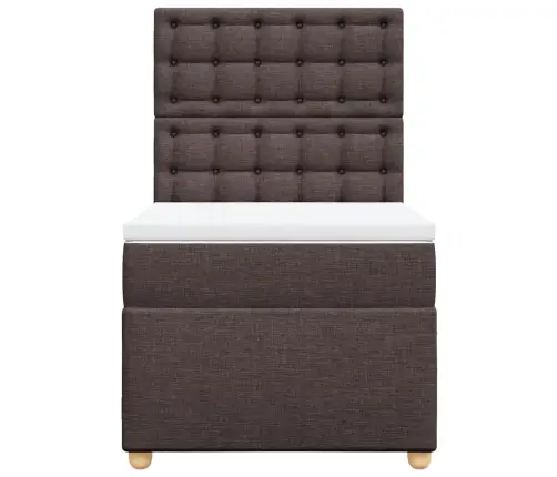 Atsperu Gultas Rāmis Ar Matraci, Tumši Brūna, 100X200Cm, Audums Vidaxl