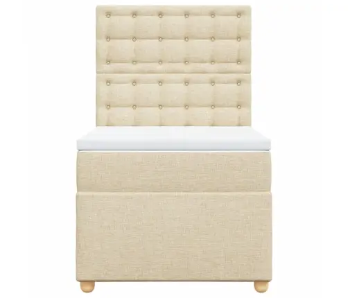 Lova Su Spyruoklėmis Ir Čiužiniu, Kreminė, 100X200cm Audinys