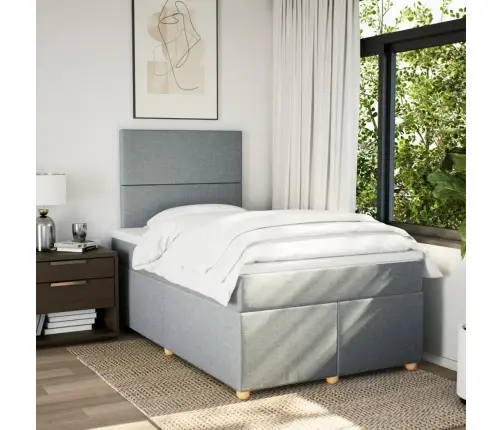 Lova Su Spyruoklėmis Ir Čiužiniu, Pilka, 120X190cm Audinys