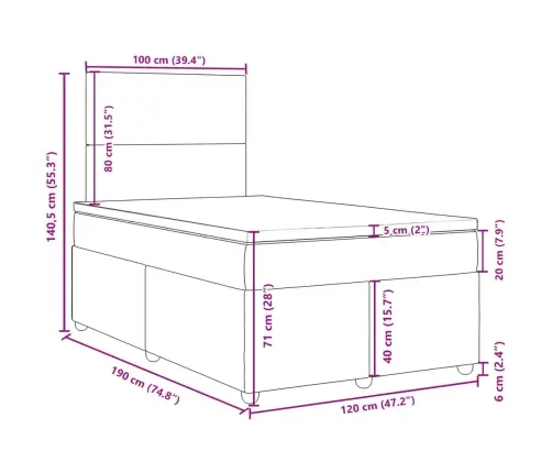 Lova Su Spyruoklėmis Ir Čiužiniu, Pilka, 120X190cm Audinys