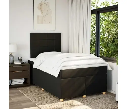 Atsperu Gulta Ar Matraci, Melns Audums, 120X190 Cm Vidaxl