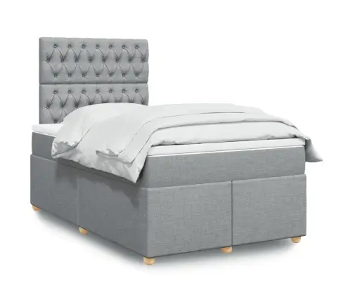 Lova Su Spyruoklėmis Ir Čiužiniu, Pilka, 120X190cm Audinys