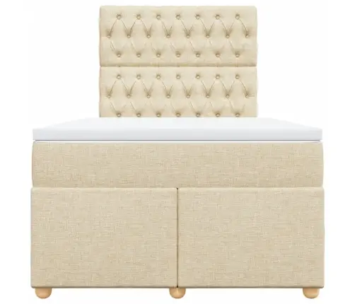 Atsperu Gulta Ar Matraci, Krēmkrāsas Audums, 120X190 Cm Vidaxl