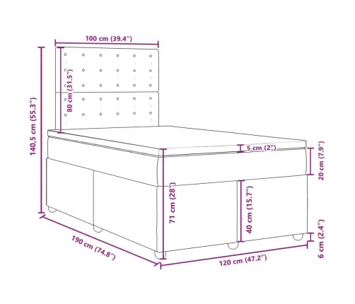 Kontinentaalvoodi Madratsiga, Tumehall, 120 X 190 cm Kangas