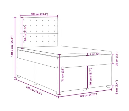 Lova Su Spyruoklėmis Ir Čiužiniu, Kreminė, 120X190cm Audinys
