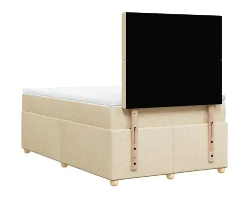 Lova Su Spyruoklėmis Ir Čiužiniu, Kreminė, 120X190cm Audinys