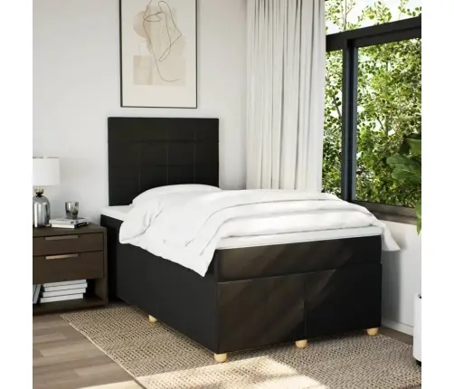 Atsperu Gultas Rāmis Ar Matraci, Melna Audums, 120X200 Cm Vidaxl