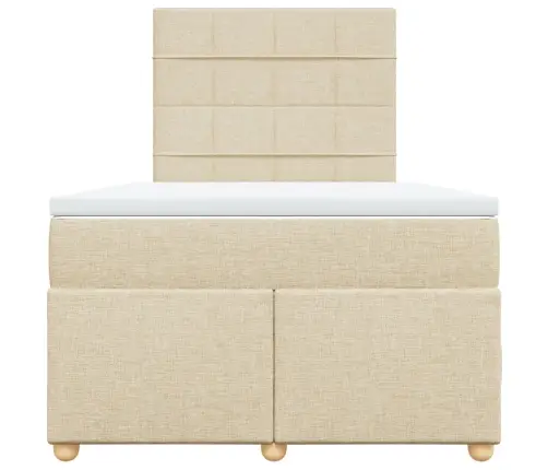 Lova Su Spyruoklėmis Ir Čiužiniu, Kreminė, 120X200 cm Audinys