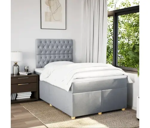 Atsperu Gulta Ar Matraci, Gaiši Pelēka Audums, 120X200Cm Vidaxl