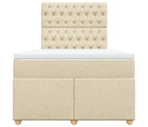 Atsperu Gultas Rāmis Ar Matraci, Krēmkrāsas, 120X200 Cm, Audums Vidaxl