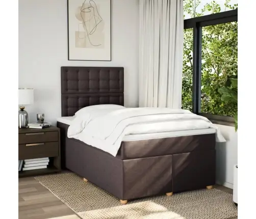 Lova Su Spyruoklėmis Ir Čiužiniu, Ruda, 120X200 cm Audinys