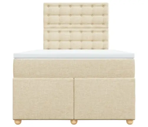 Lova Su Spyruoklėmis Ir Čiužiniu, Kreminė, 120X200 cm Audinys