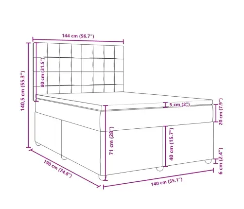 Kontinentaalvoodi Madratsiga,Tumehall, 140X190 cm Kangas