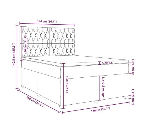 Atsperu Gulta Ar Matraci, Zils Audums, 140X190 Cm Vidaxl