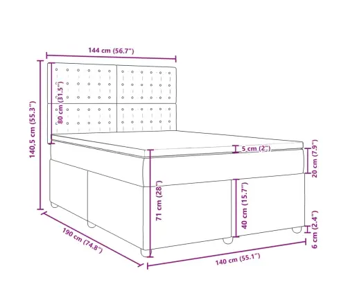 Lova Su Spyruoklėmis Ir Čiužiniu, Pilkas, 140X190cm Audinys