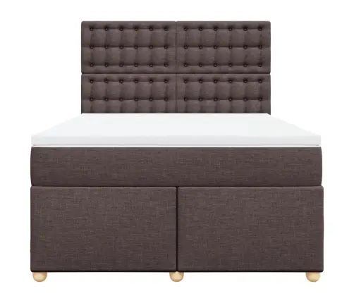 Atsperu Gultas Rāmis Ar Matraci, Tumši Brūna, 140X190Cm, Audums Vidaxl