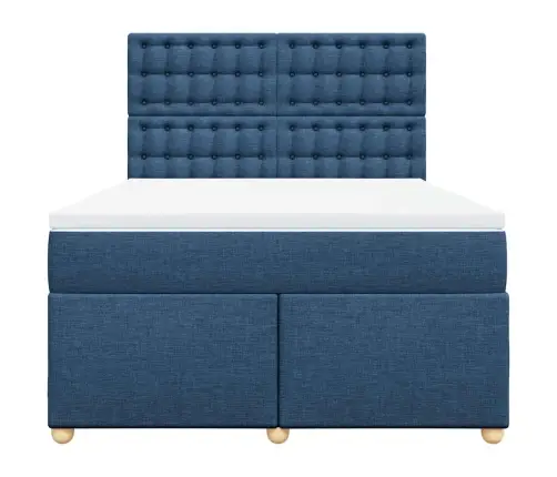 Atsperu Gulta Ar Matraci, Zils Audums, 140X190 Cm Vidaxl