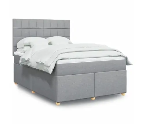 Lova Su Spyruoklėmis Ir Čiužiniu, Pilka, 140X200cm Audinys