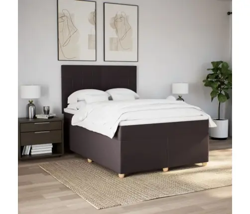 Lova Su Spyruoklėmis Ir Čiužiniu, Ruda, 140X200 cm Audinys