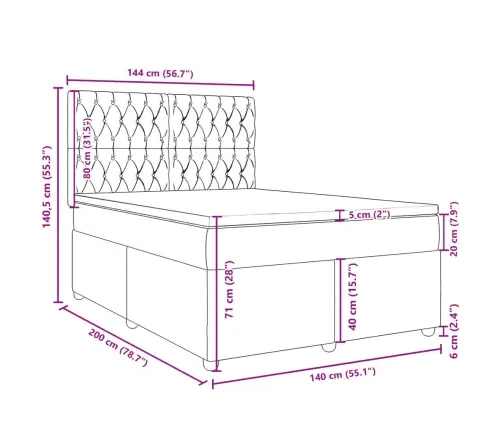 Kontinentaalvoodi Madratsiga, Helehall, 140X200 cm Kangas