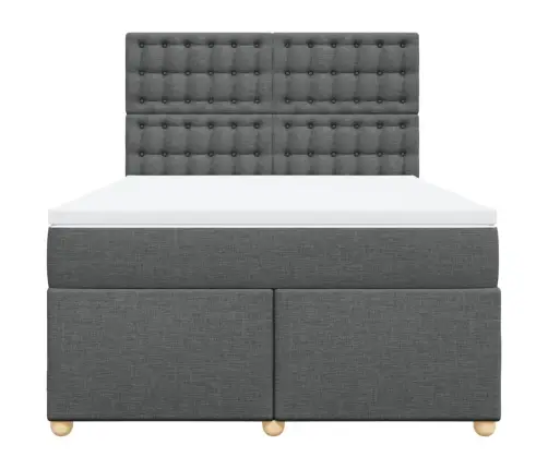 Lova Su Spyruoklėmis/Čiužiniu,Tamsiai Pilka, 140X200cm Audinys