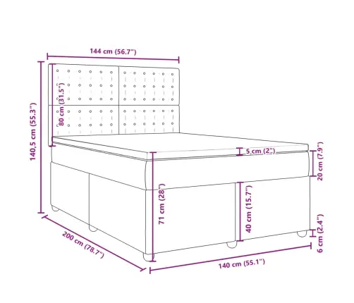 Kontinentaalvoodi Madratsiga, Tumepruun, 140X200 cm Kangas