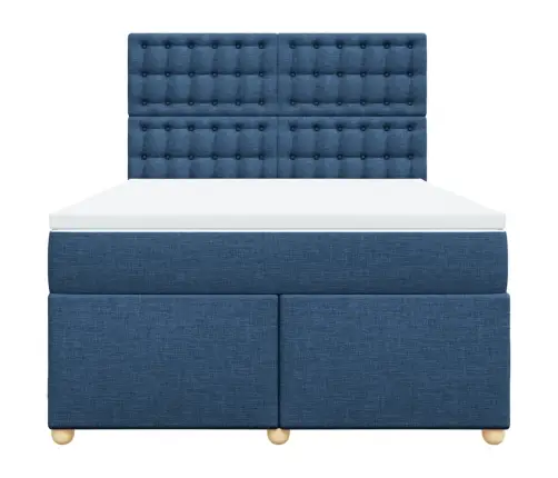 Atsperu Gulta Ar Matraci, Zils, 140X200 Cm, Audums Vidaxl