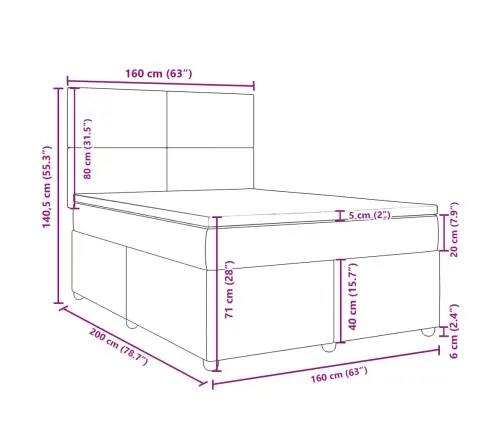 Lova Su Spyruoklėmis Ir Čiužiniu, Pilka, 160X200cm Audinys