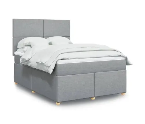 Lova Su Spyruoklėmis Ir Čiužiniu, Pilka, 160X200cm Audinys