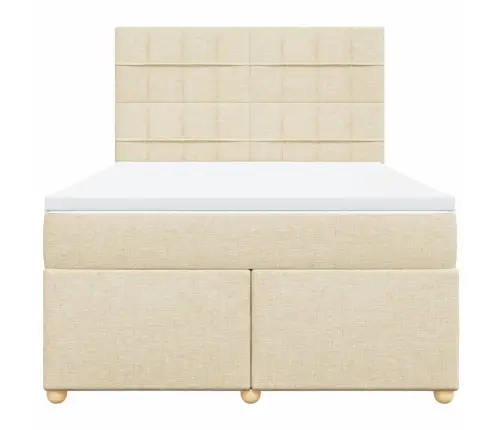 Atsperu Gulta Ar Matraci, Krēmkrāsas, 160X200 Cm, Audums Vidaxl