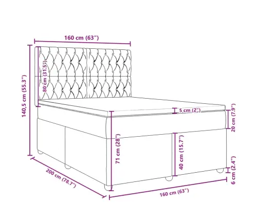 Lova Su Spyruoklėmis Ir Čiužiniu, Ruda, 160X200 cm Audinys