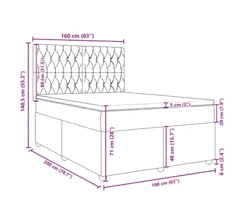 Lova Su Spyruoklėmis Ir Čiužiniu, Mėlyna, 160X200 cm Audinys