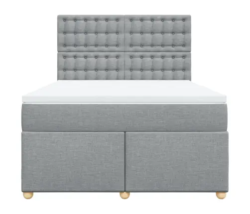 Atsperu Gulta Ar Matraci, Gaiši Pelēka Audums, 160X200 Cm Vidaxl