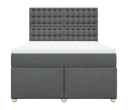 Atsperu Gulta Ar Matraci, Tumši Pelēks, 160X200 Cm, Audums Vidaxl