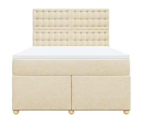 Atsperu Gulta Ar Matraci, Krēmkrāsas, 160X200 Cm, Audums Vidaxl