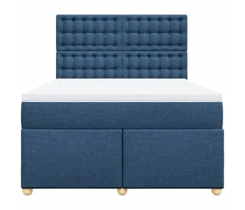 Atsperu Gulta Ar Matraci, Zils, 160X200 Cm, Audums Vidaxl