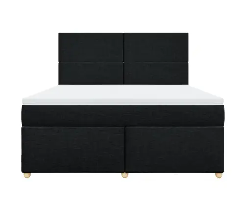 Lova Su Spyruoklėmis Ir Čiužiniu, Juoda, 180X200 cm Audinys