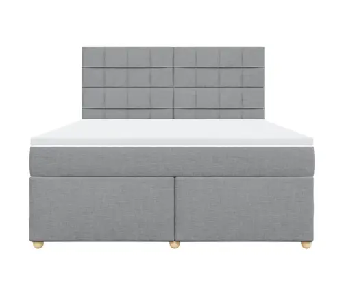 Atsperu Gulta Ar Matraci, Gaiši Pelēka Audums, 180X200 Cm Vidaxl