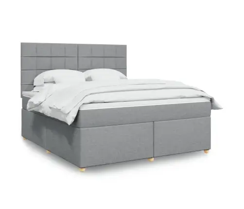 Atsperu Gulta Ar Matraci, Gaiši Pelēka Audums, 180X200 Cm Vidaxl