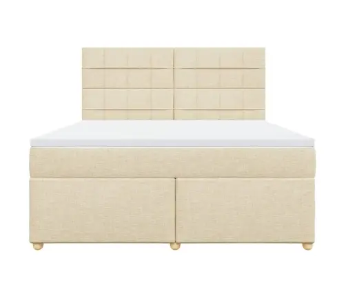 Lova Su Spyruoklėmis Ir Čiužiniu, Kreminė, 180X200 cm Audinys