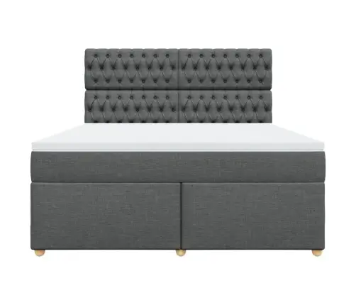 Atsperu Gulta Ar Matraci, Tumši Pelēks, 180X200 Cm, Audums Vidaxl