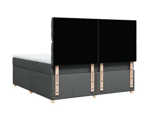 Atsperu Gulta Ar Matraci, Tumši Pelēks, 180X200 Cm, Audums Vidaxl